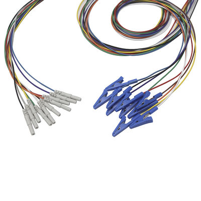 Электрод Leadwires золота EEG зажима EEG крокодила аллигатора хватальщика стиля Din 1,5 покрытый электродами