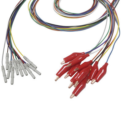 Хватальщик стиля Din 1.5mm с мягкими электродом Leadwires золота EEG EMG аллигаторного зажима EEG внешней оболочки покрытым электродами