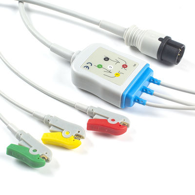 Кабель соединителя зажима ECG IEC кабеля AAMI 6Pin ECG и руководства Leadwires 3