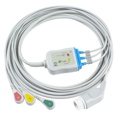 Кабель кнопки ECG руководства кабелей и Leadwires 8pin 3 взрослого ECG Philips