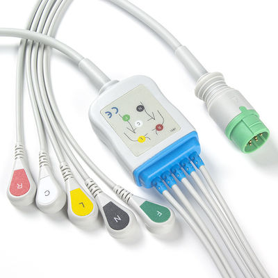 IEC кабеля Mennen ECG и руководства Leadwires 5 закрепляет 12Pin кабель соединителя ECG