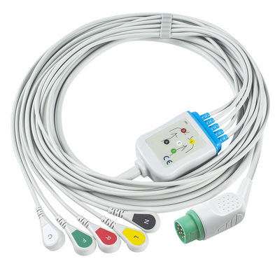 Совместимый Siemens Drager 5 Lead Iec Snap Ecg Lead Cable / Ecg Lead Wire Set