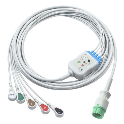 Серый Совместимый IVY 5Lead Кабель ЭКГ АХА Снег 1 м 3,0 диаметра
