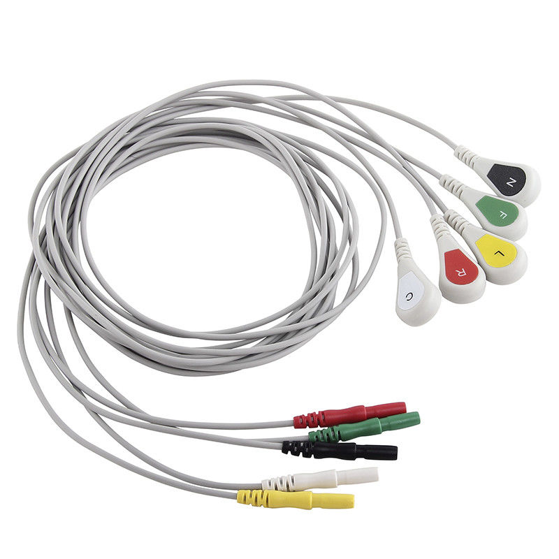 Медицинская кнопка Ecg 5 руководств привязывает кабель и Leadwire Din 1,5 AAMI 6pin Holter ECG для рекордера Holer
