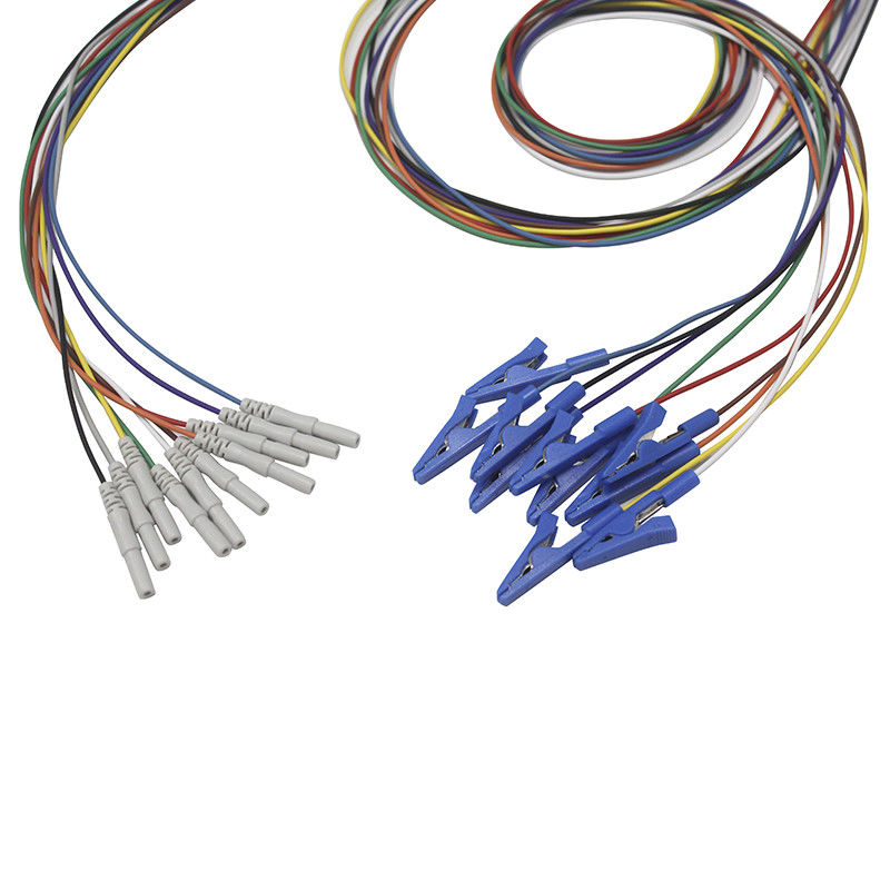 Электрод Leadwires золота EEG зажима EEG крокодила аллигатора хватальщика стиля Din 1,5 покрытый электродами
