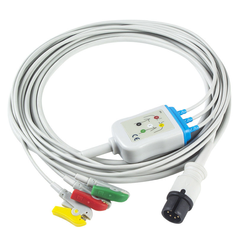Кабель соединителя зажима ECG IEC кабеля AAMI 6Pin ECG и руководства Leadwires 3