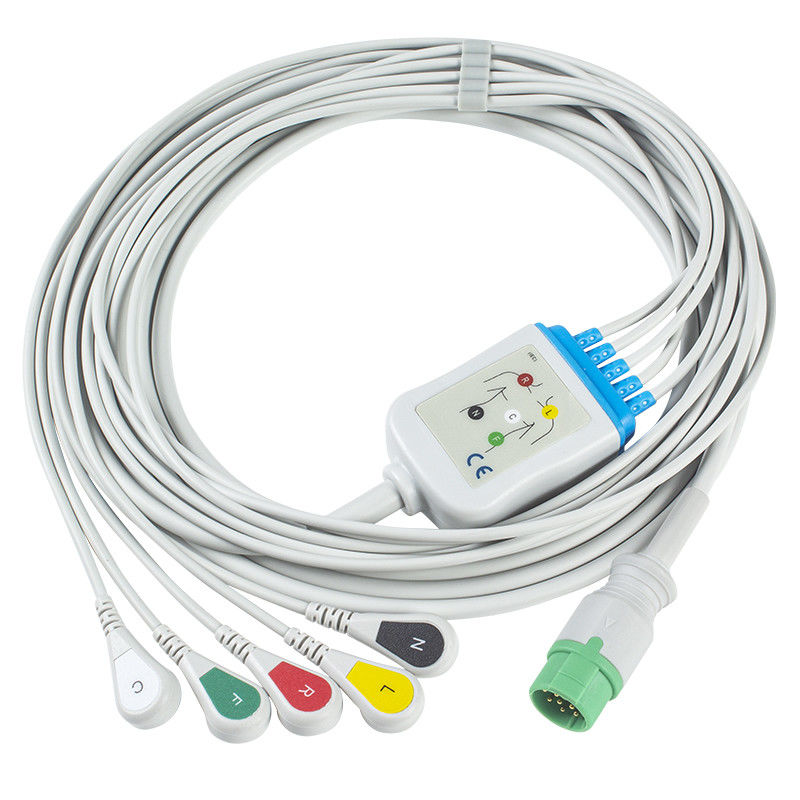 IEC кабеля Mennen ECG и руководства Leadwires 5 закрепляет 12Pin кабель соединителя ECG