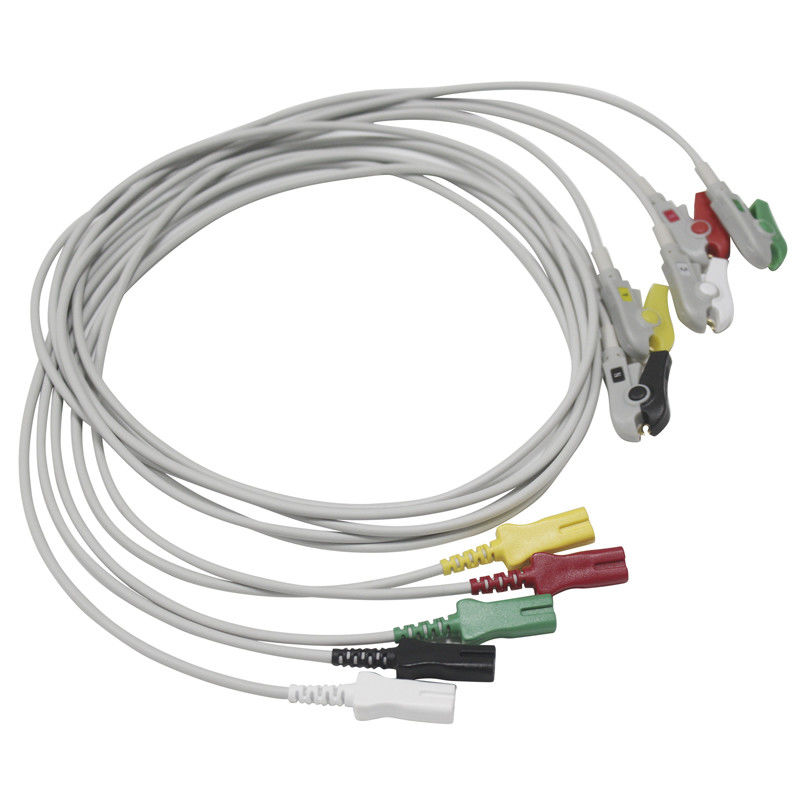 Тип двойной GE-Hellige Kontron хватальщика кнопки руководства Leadwires 5 LL ECG Сименс Datex Pin AAMI 6PIN Bionet