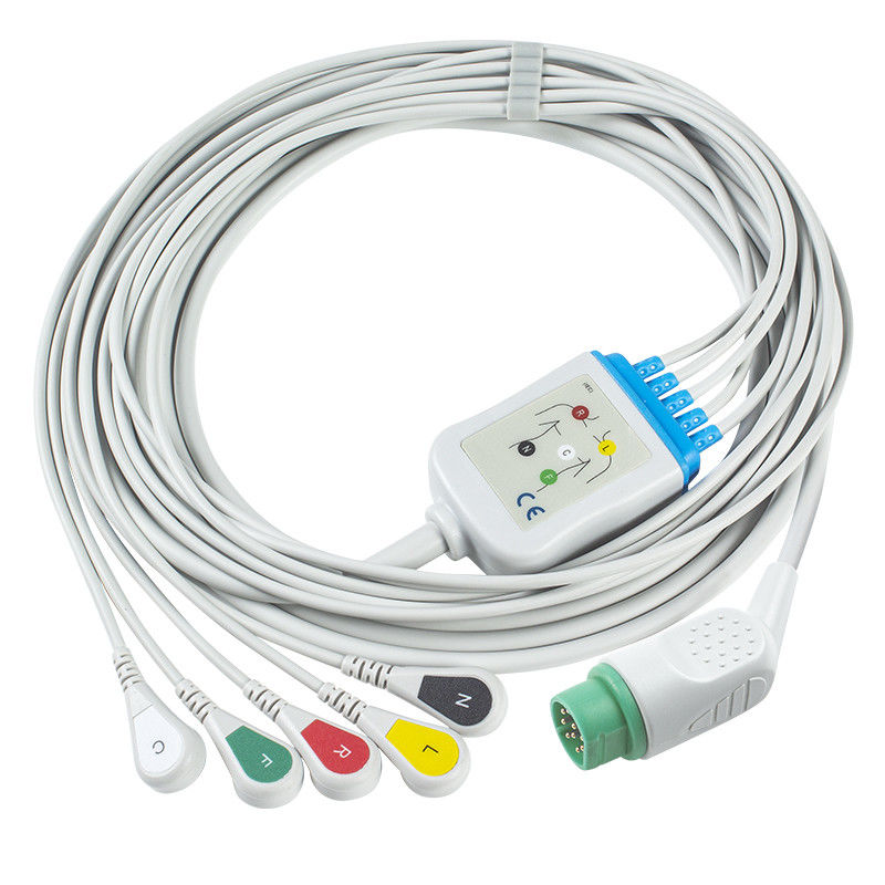 Совместимый Siemens Drager 5 Lead Iec Snap Ecg Lead Cable / Ecg Lead Wire Set