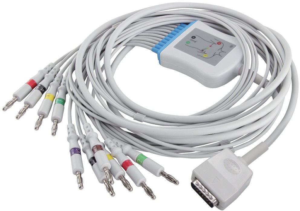 Кабель Q-стресса ECG EKG кабеля Nihon Kohden 45502-NK EKG для 5151A 5403A BSM-6501A и соединителя банана IEC 4,0 Leadwires