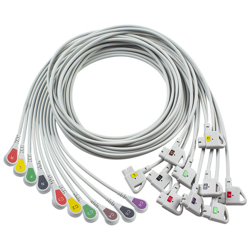 Совместимые P-Hilips Trim 10Lead ECG кабель IEC Снап для PageWriter Trim I, PageWriter Trim II