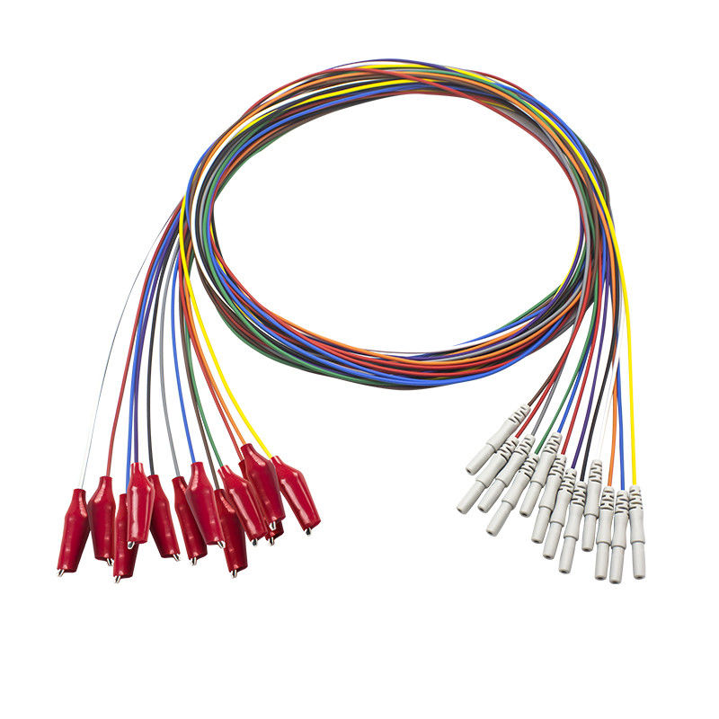Хватальщик стиля Din 1.5mm с мягкими электродом Leadwires золота EEG EMG аллигаторного зажима EEG внешней оболочки покрытым электродами